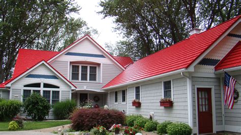 red metal roof with white house|metal roof house color combinations.